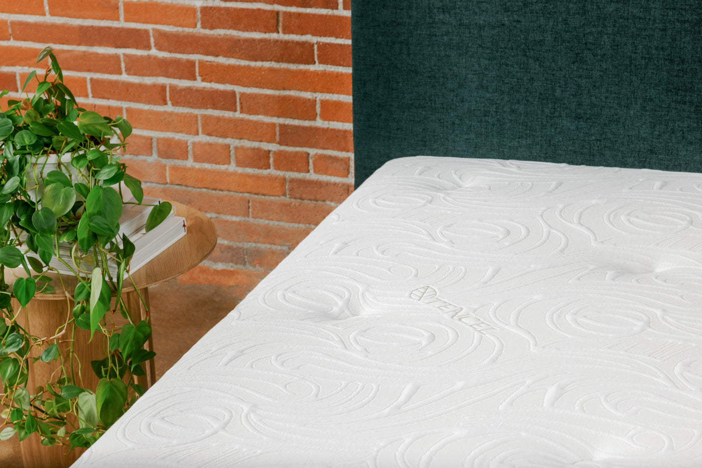 Close up of Devon hybrid mattress with a tencel top cover