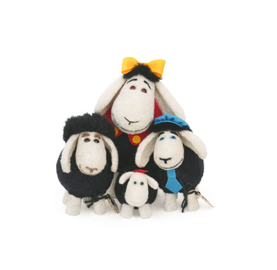 Decorative wool sheep in a group